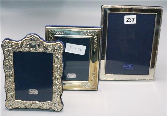 3 silver photo frames